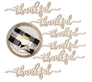 cm originals thanksgiving table decorations plate decor table place cards blessed, thankful, grateful wood signs fall dining table plate ornament farmhouse home table setting decor 6 pack (thankful 6, grateful 6, blessed 6 (18 pack))