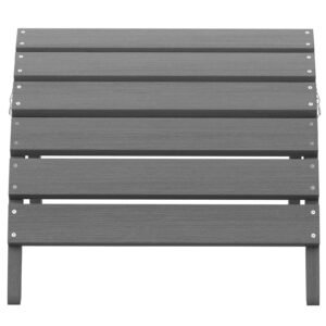 SERWALL Folding Adirondack Ottoman for Adirondack Chair, No-Assembly Weather Resistance Outdoor Footstool, High Impact Polystyrene Folding Adirondack Footrest, Gray