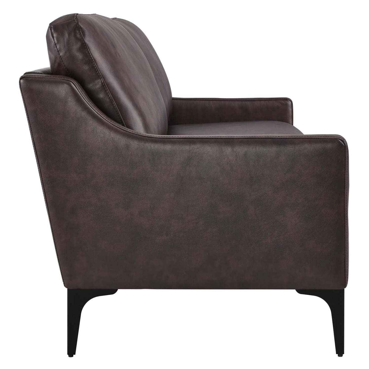 Modway Corland Modern Style Leather and Metal Sofa in Brown Finish