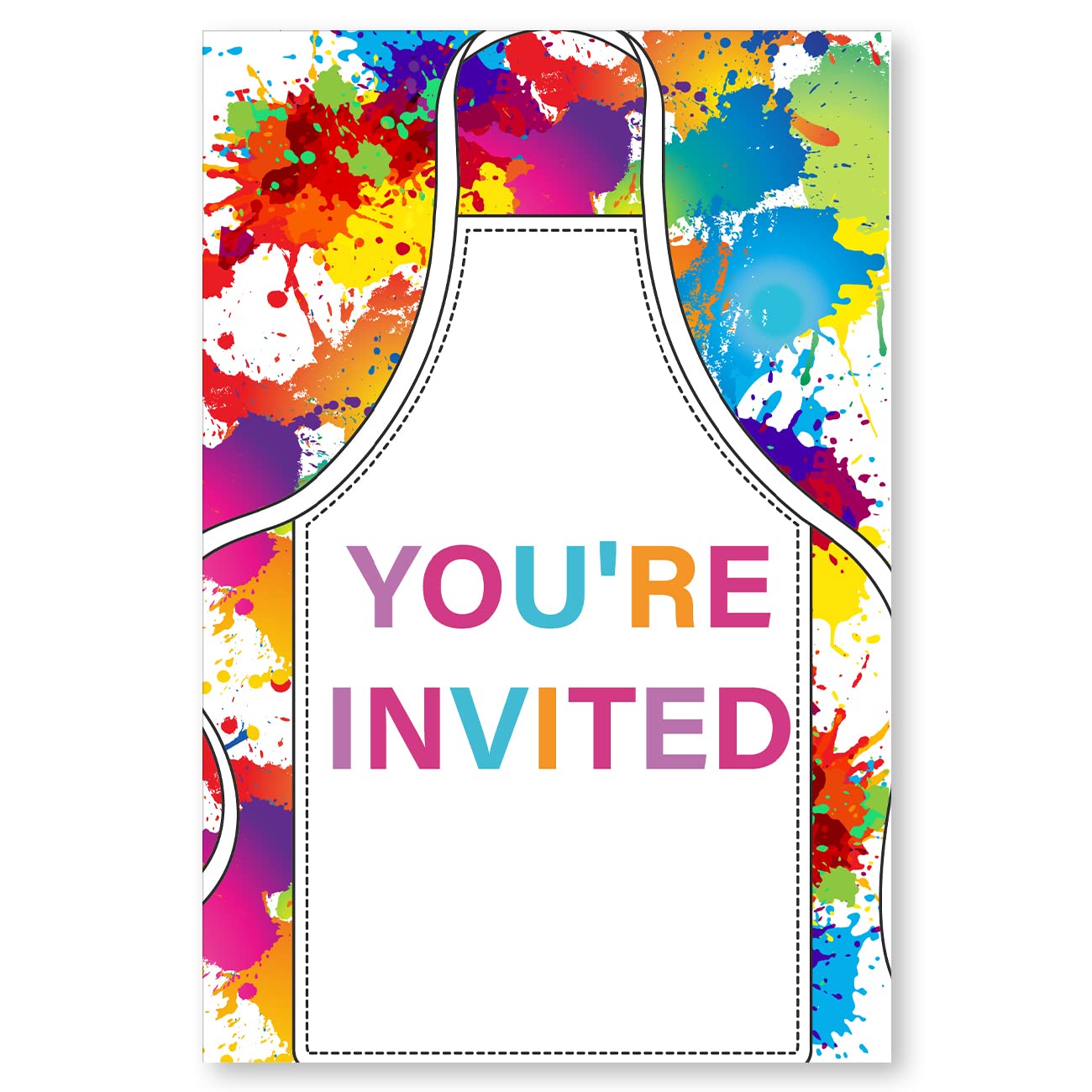 Soiceu Colorful Painting Birthday Party Invitations with Envelopes Set of 20 Dress for a Mess Art Painting Birthday Party Invites Fill in Blank