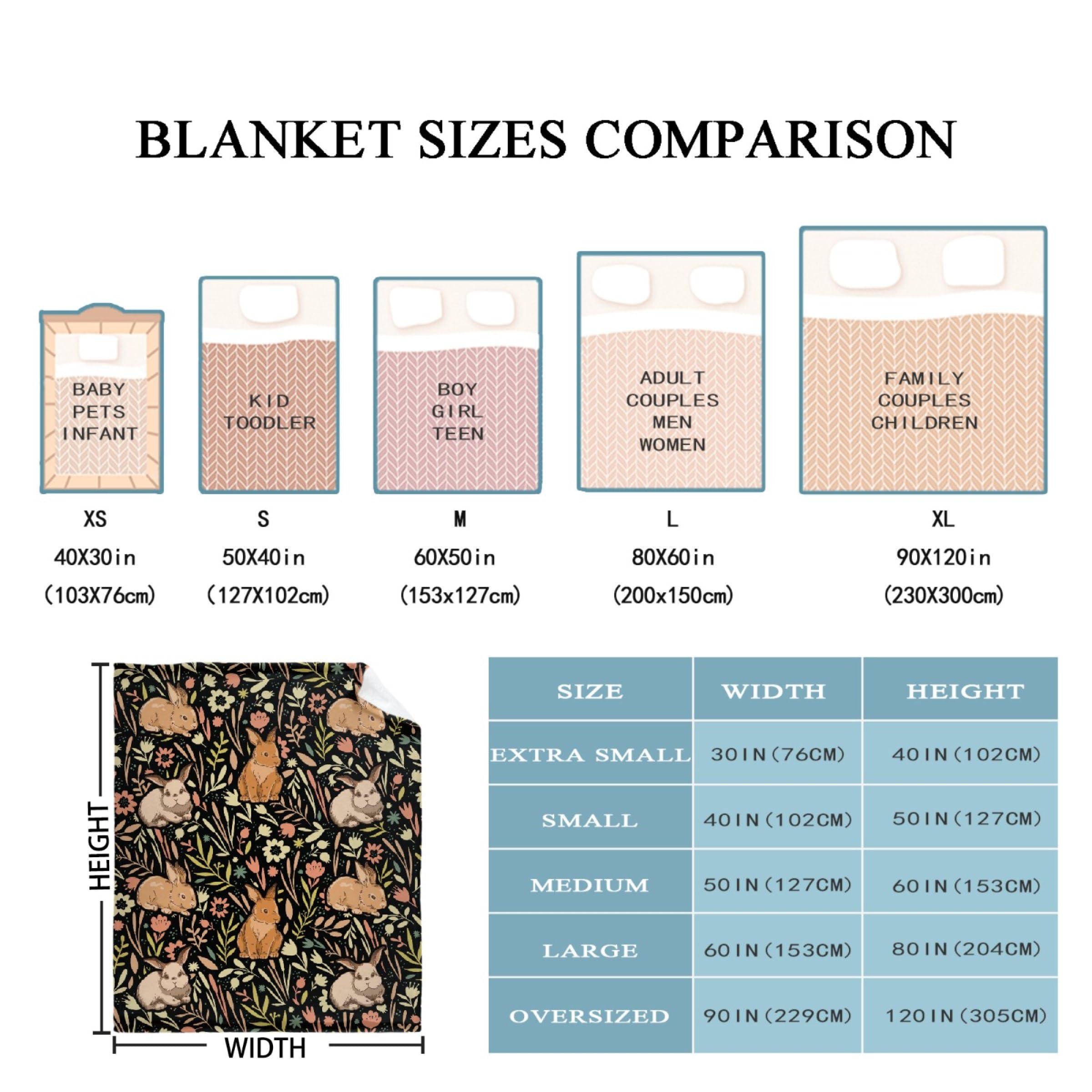 Vajrayogini Cartoon Rabbit Floral Blanket Print Soft Lightweight Warm Cozy Plush for Bedding Couch Practical Gift Universal M 50*60 in for Teen/Travel