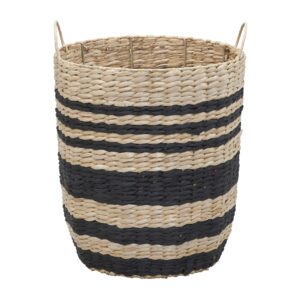 Household Essentials Cattail and Paper Multi Band Basket, Natural and Black