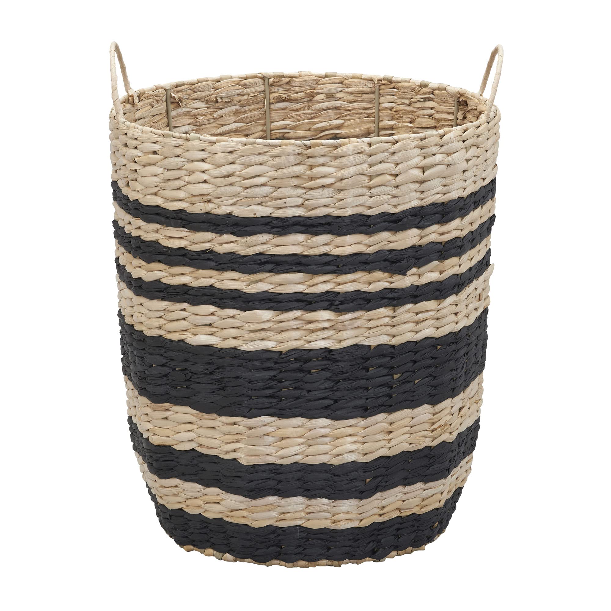 Household Essentials Cattail and Paper Multi Band Basket, Natural and Black