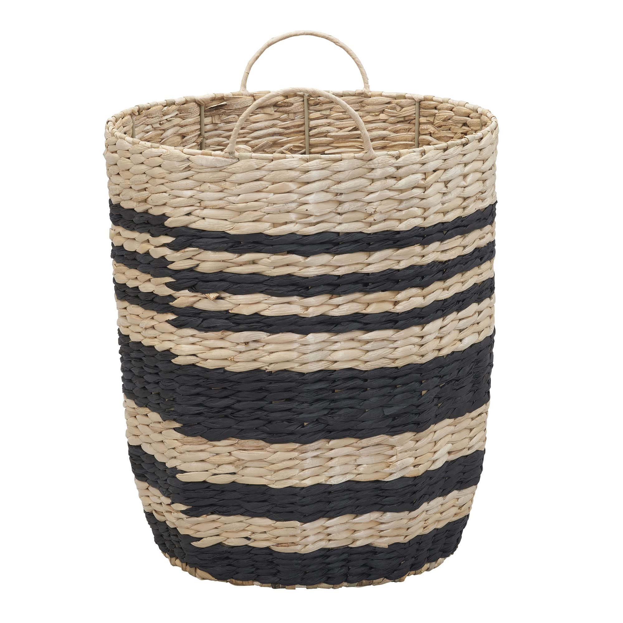 Household Essentials Cattail and Paper Multi Band Basket, Natural and Black