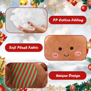 Eoieov Christmas Gingerbread Man Pillow Gingerbread Plush Stuffed Pillow Fun Gingerbread Shaped Decorative Throw Pillows for Sofa Cushion Christmas Party Decor Khaki,15.7"