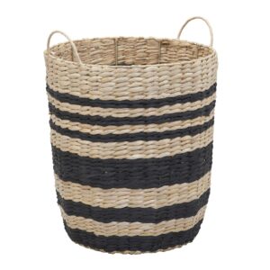 household essentials cattail and paper multi band basket, natural and black