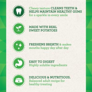 Greenies Regular Natural Dog Dental Treats, Sweet Potato Flavor, 12 oz. Pack (12 Treats)