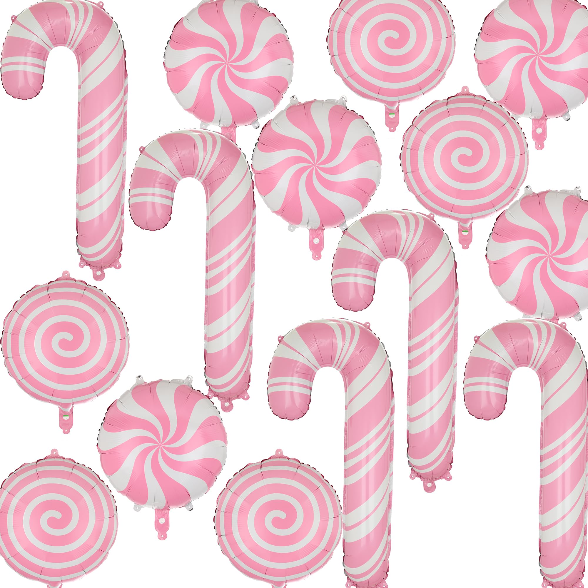 15 Pcs Sweet Candy Balloon Pink Candy Cane Balloons Lollipop Balloon Xmas Christmas Candies Theme Candyland Birthday Party Decor Supplies Set