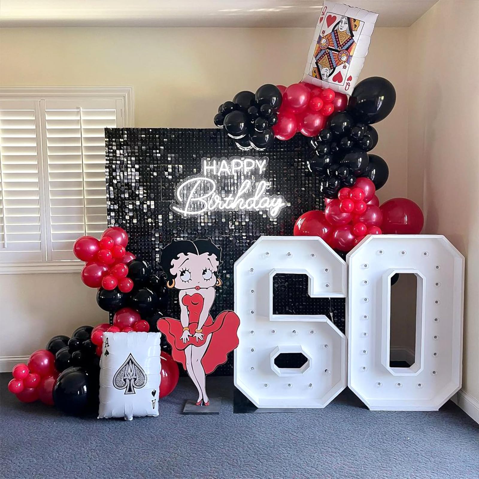 YAOWKY Red and Black Balloons Garland Arch Kit,115pcs Latex Black and Red Party Balloons Arch for Graduation, Baby Shower, Birthday, Wedding, BBQ Casino, Prom Party, New Years Eve Party Decorations