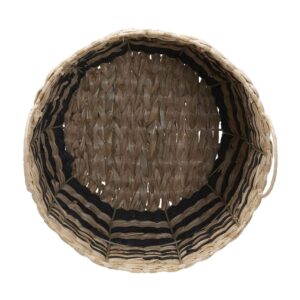 Household Essentials Cattail and Paper Multi Band Basket, Natural and Black