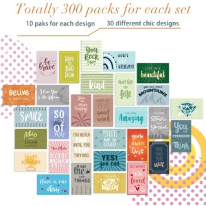 300 Pcs Inspirational Cards Encouragement Cards Mini Positive Affirmations Cards Colored Kindness Motivational Cards Appreciation Cards for Business Student Kids Teachers Gifts 30 Styles 2 x 3.2 Inch