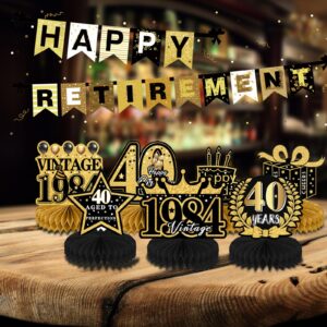 Refavor 9Pcs 40th Birthday Party Decorations - 40th Birthday Decorations for Men Women Black Gold Party Supplies Decorations Table Honeycomb Centerpieces Over the Hill Aged to Perfection Decor