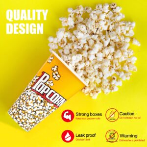 Novelty Place Retro Style Plastic Popcorn Containers for Movie Night - 7" Tall x 4.5" Top Diameter (3 Pack)