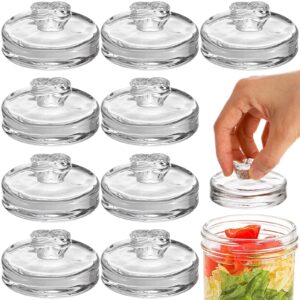 okllen 9 pack glass fermentation glass weights for large wide mouth mason jars, pickling glass weight with easy grip handle, dishwasher safe