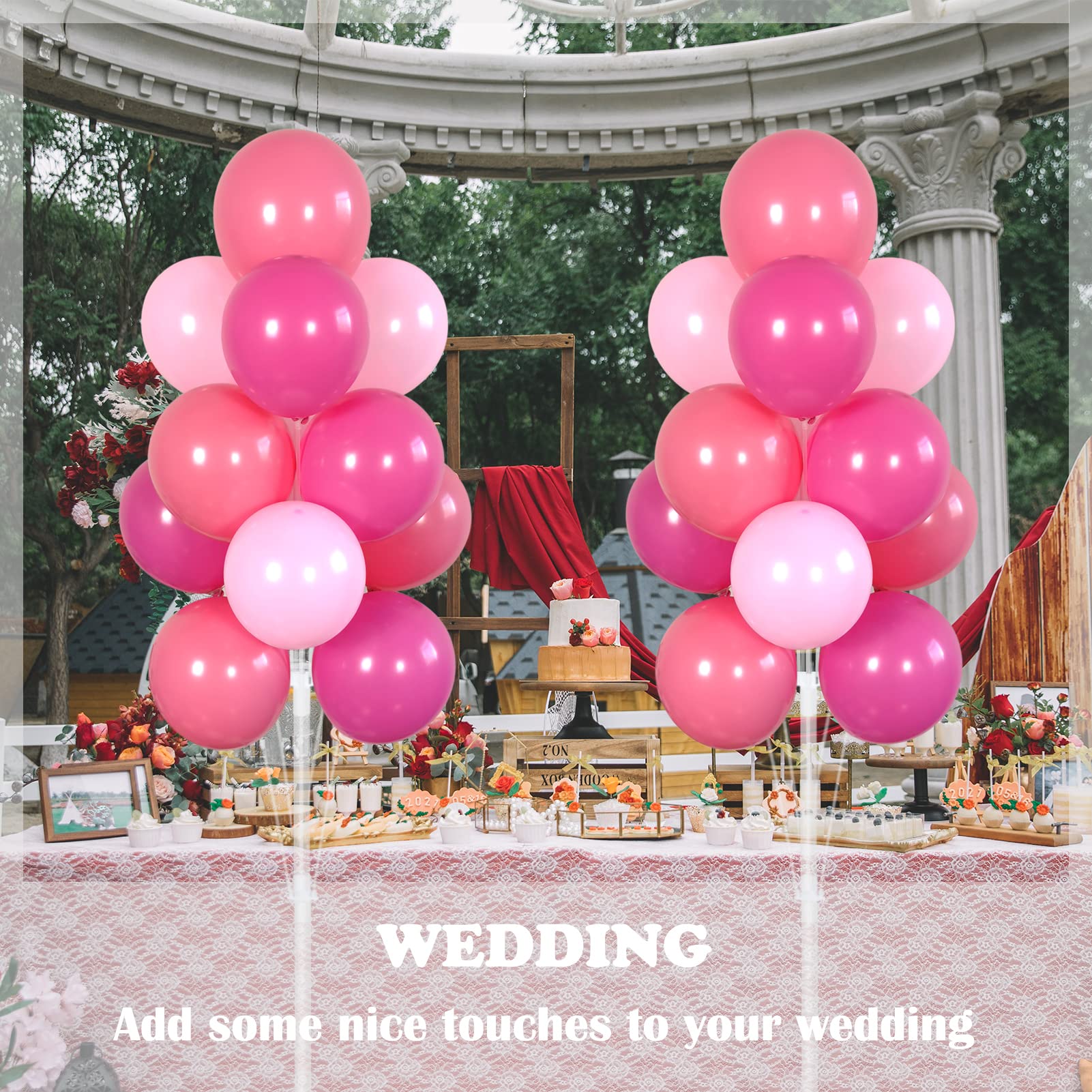 Balloon Column Kit Set of 2 With Balloons Included - Balloon Tower with Stand, Base, and Pole,Backdrop Decoration for Wedding, Baby Shower, Birthday Party, or Bachelorette Parties (Pink)