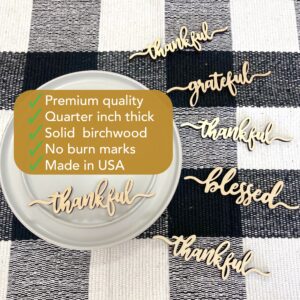 CM Originals Thanksgiving Table Decorations Plate Decor Table Place Cards Blessed, Thankful, Grateful Wood Signs Fall Dining Table Plate Ornament Farmhouse Home Table Setting Decor 6 Pack (Thankful 6, Grateful 6, Blessed 6 (18 Pack))