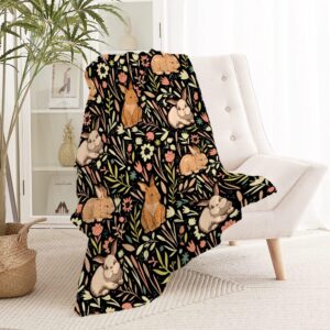 Vajrayogini Cartoon Rabbit Floral Blanket Print Soft Lightweight Warm Cozy Plush for Bedding Couch Practical Gift Universal M 50*60 in for Teen/Travel