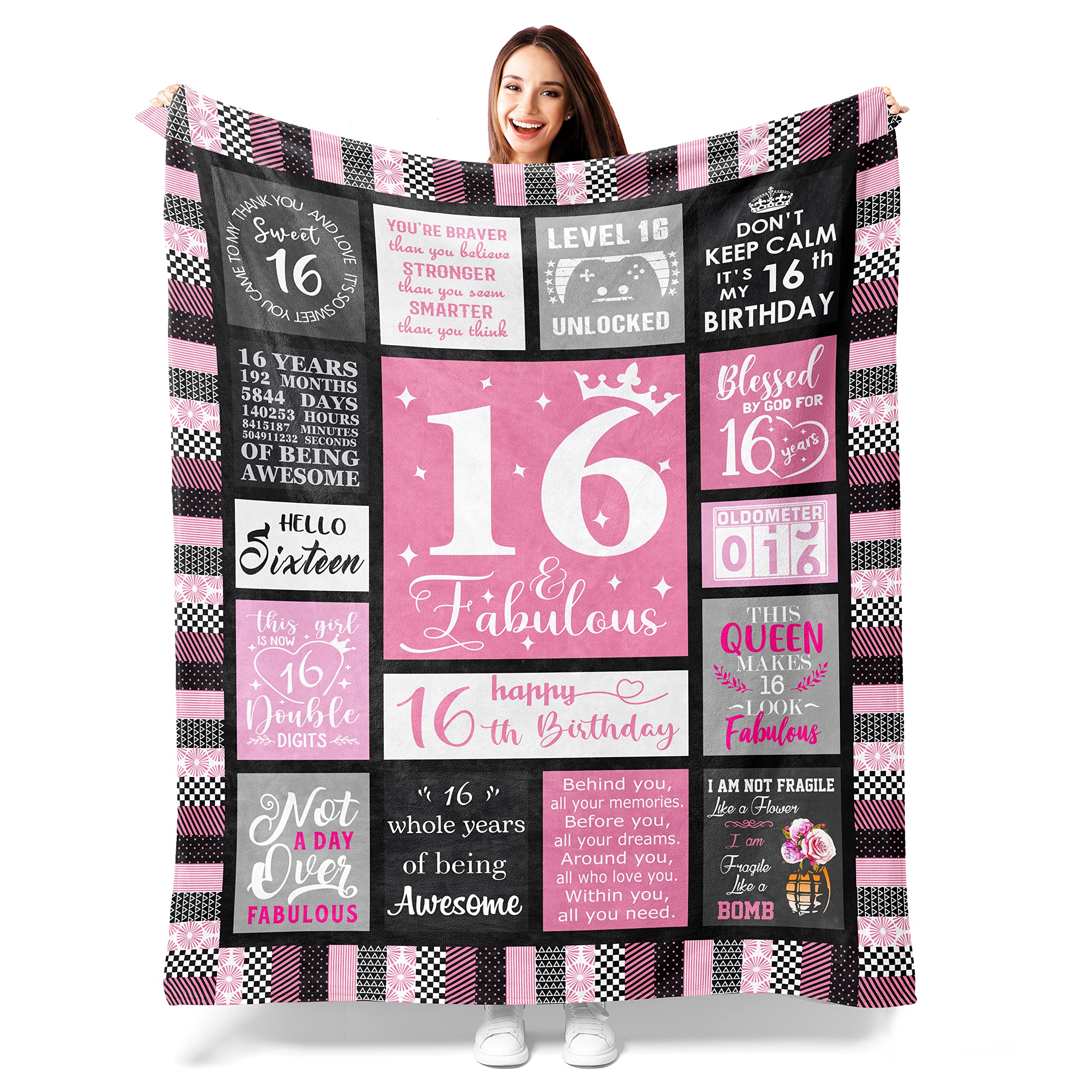 Sweet 16 Gifts for Girls, 16 Year Old Girl Gifts for Birthday, Gifts for 16 Year Old Girl, 16th Birthday Gifts for Girl, Sweet Sixteen Gifts for Girls, 16th Birthday Decorations Blanket 60"X50"