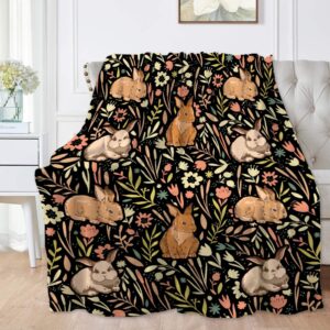 Vajrayogini Cartoon Rabbit Floral Blanket Print Soft Lightweight Warm Cozy Plush for Bedding Couch Practical Gift Universal M 50*60 in for Teen/Travel