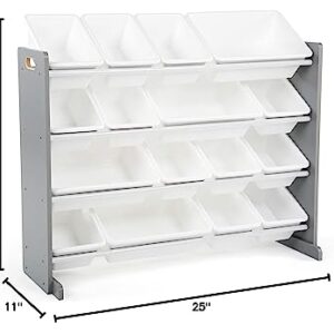 Humble Crew Supersized Wood Toy Storage Organizer, Extra Large, Grey/White & Book Organizer Kids Bookshelf, Grey/Pink