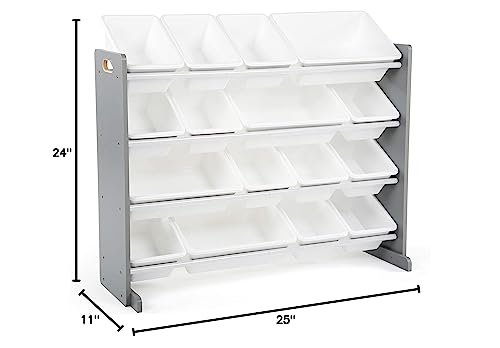 Humble Crew Supersized Wood Toy Storage Organizer, Extra Large, Grey/White & Book Organizer Kids Bookshelf, Grey/Pink