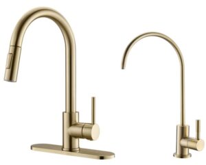 601&ss601 gold kitchen faucet with pull down sprayer and gold drinking water faucet