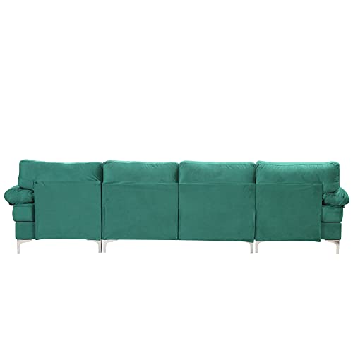 Casa Andrea Milano Modern Large Velvet Fabric U-Shape Sectional Sofa, Double Extra Wide Chaise Lounge Couch