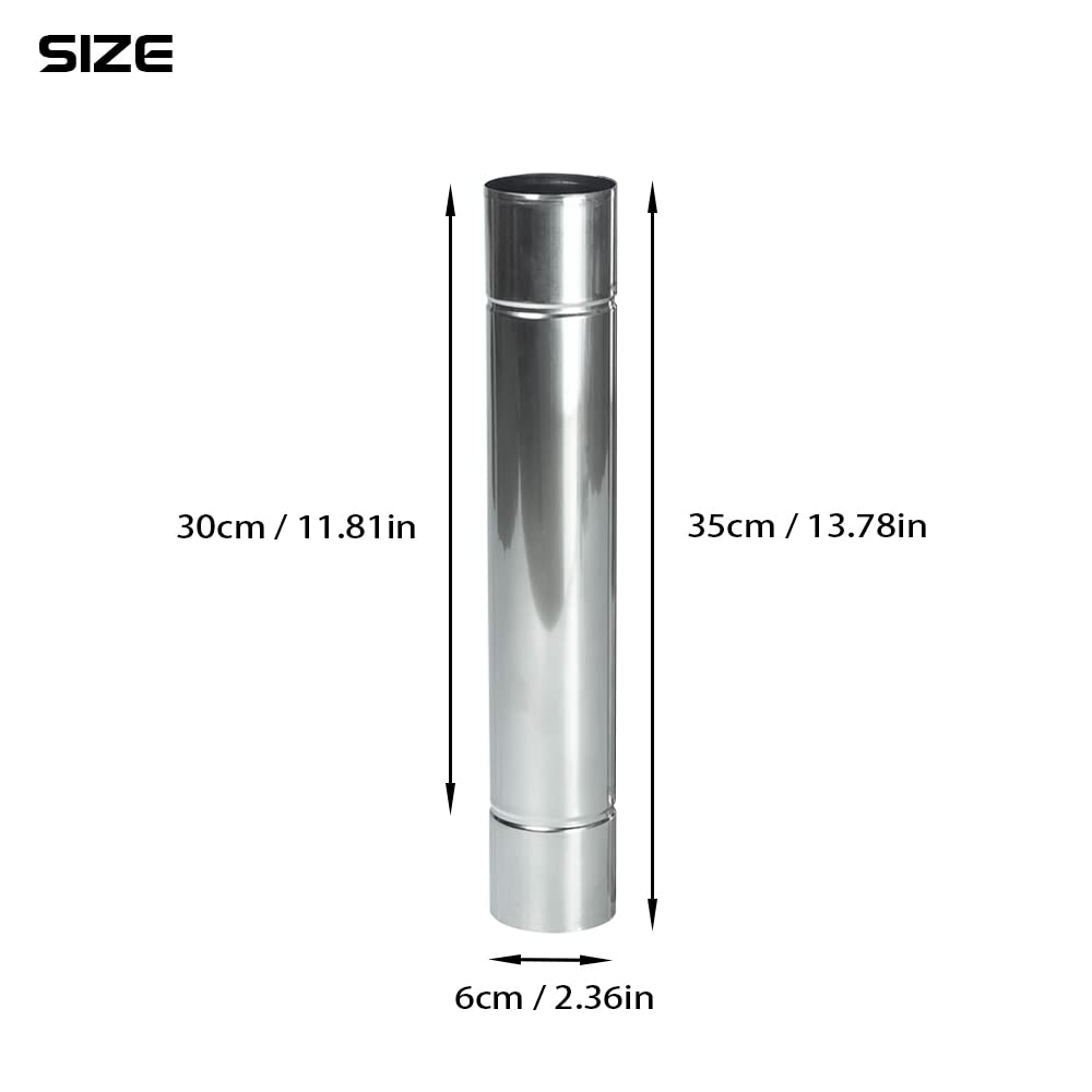 Camping Stove Pipe Stainless Steel Flue Chimney Extension 4 PCS, Straight Chimney Pipe for Tent Stoves with Diameter 2.36in / 6cm, Length 13.78 in / 35cm