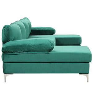 Casa Andrea Milano Modern Large Velvet Fabric U-Shape Sectional Sofa, Double Extra Wide Chaise Lounge Couch