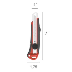 10 Pcs, DORCO Professional Quality Utility Box Cutter Knife S302 - Solid Screw-Lock Safety System, Large Design, Retractable, Built-In Snap-Off Tool, Replaceable Carbon Steel Blade - 18mm