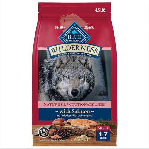 Blue Buffalo Wilderness Natural High-Protein Dry Food for Adult Dogs, Salmon Recipe, 4.5-lb. Bag