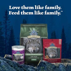 Blue Buffalo Wilderness Natural High-Protein Dry Food for Adult Dogs, with Wholesome Grains, Duck, 24-lb bag.