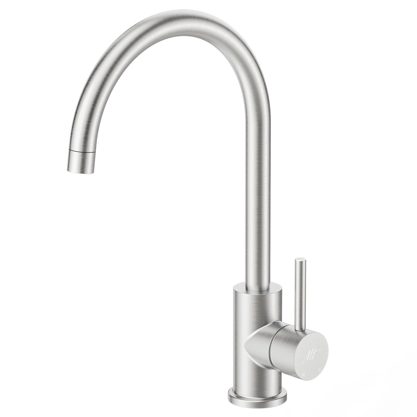 Bar Sink Faucet, Single Hole Stainless Steel Sink Faucet for Kitchen Bathroom Farmhouse RV Campers, Brushed Nickel Single Handle Bathroom Sink Faucet