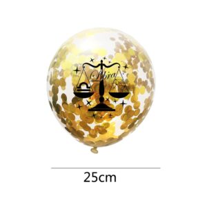 jojofuny Zodiac Wedding Graduation Supplies Black Party- Christmas Theme for Decorative Layout Balloon Prop, Decorations Xxcm, Pattern Golden Birthdayblack Ballons Libra Balloon, Sequins