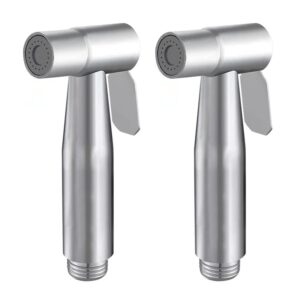 2 pcs bidet toilet sprayer head stainless steel handheld bidet sprayer for toilet portable pet shower toilet water sprayer cloth bathroom diaper sprayer for personal hygiene,kitchen,toilet cleaning