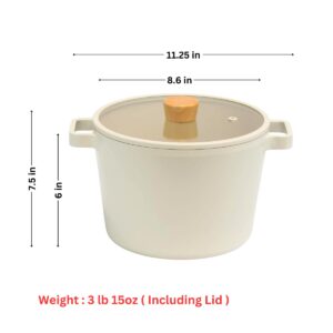 FIKA Kitchen Essential 4.9 QT Deep Pot with Pasta Strainer Insert, Nonstick Ceramic Coating Casserole with Lid, Healthy Cooking Dutch Oven, Induction Compatible Cookware, Made in Korea (8.7"/22 cm)