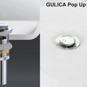 GULICA Vessel Sink Drain, Bathroom Sink Drain Stopper With Overflow, Vessel Pop up Drain Stopper Brushed Gold