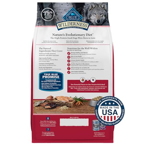 Blue Buffalo Wilderness Natural High-Protein Dry Food for Adult Dogs, Salmon Recipe, 4.5-lb. Bag