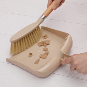 1 Set Mini Broom and Dustpan Set Small Dustpan and Brush Set Mini Hand Held Broom and Dustpan Set Small Dust Pans with Brush Set Dust Pan and Brush Set with Wooden Handle, Beige