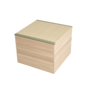 emoor natural tatami storage box square (24x24in) (oak), wooden furniture rush grass japanese lifestyle igusa slat