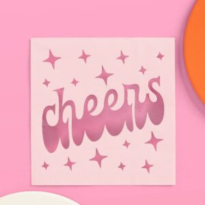 xo, Fetti Cheers Napkins - 3-ply, 50 pcs | Bachelorette Party Decorations, Birthday Party Decor, Baby Shower Supplies, Bridal Tableware