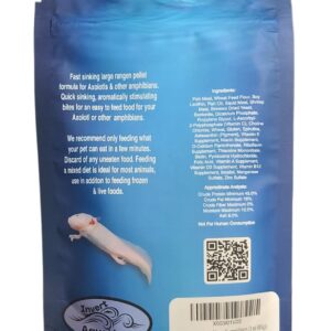 Invert Aquatics Axolotl Big Bites - Fast Sinking, Soft Pellet Daily Diet for Axolotls, Newts, Salamanders & Other Amphibians (3 oz (85g))