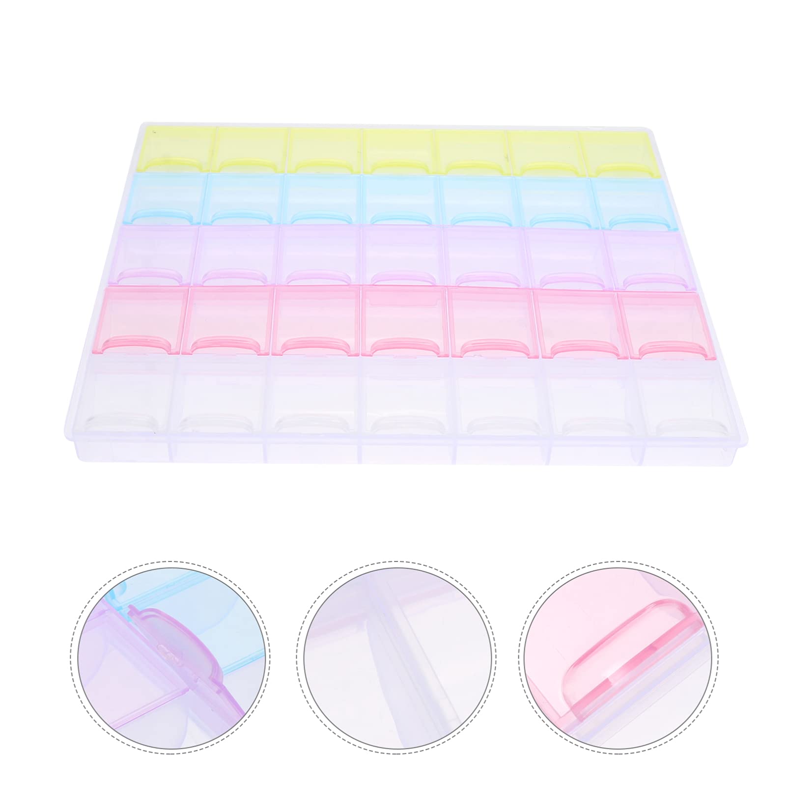 COHEALI Box 35 Cosmetic Sequin Bead Jars Clear Case Refillable Display with Plastic up Lids Art Pills Compartments DIY Grids Containers Supplies Container Bottles Diamonds Tool