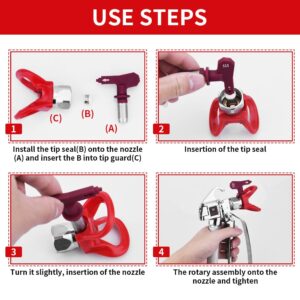 JXZSJ 3600PIS Airless Spray Gun High Pressure with 517 Tip, 315Tip, 515Tip and Tip Guard,Spray Gun fit More Paint Sprayers、+12 inch Extension Rod