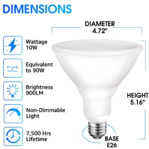 Energetic PAR38 Outdoor LED Flood Light Bulb, 5000K Daylight, 90 Watt Equivalent, Wet Rated, 900LM, E26 Base, Non-Dimmable, UL, 12 Pack