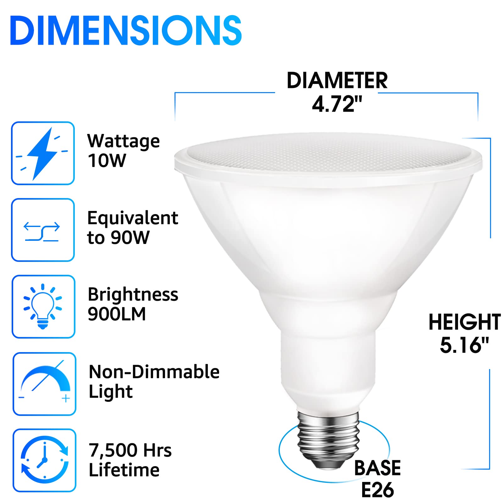 Energetic PAR38 Outdoor LED Flood Light Bulb, 5000K Daylight, 90 Watt Equivalent, Wet Rated, 900LM, E26 Base, Non-Dimmable, UL, 12 Pack