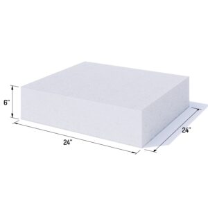 Foamy Foam High Density 6 inch Thick, 24 inch Wide, 24 inch Long Upholstery Foam, Cushion Replacement