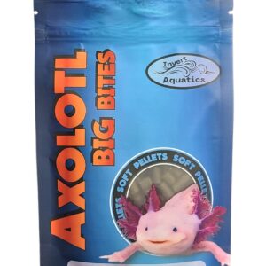 Invert Aquatics Axolotl Big Bites - Fast Sinking, Soft Pellet Daily Diet for Axolotls, Newts, Salamanders & Other Amphibians (3 oz (85g))