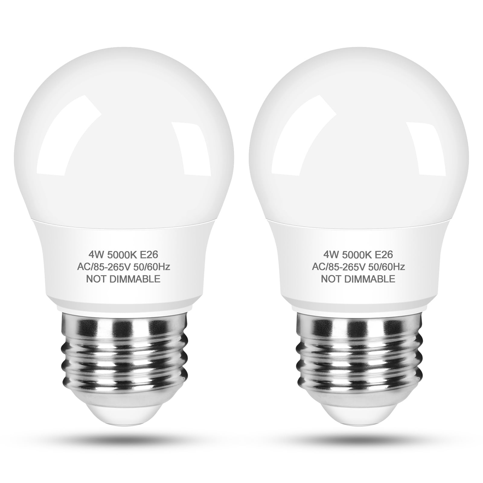 LED Refrigerator Light Bulb 40 Watt Equivalent, 120V Fridge Appliance Light Bulb 4W Daylight White 5000K, Waterproof A15 Fridge Light Bulbs 450LM, E26 Freezer Light Bulbs Non-dimmable, 2Packs