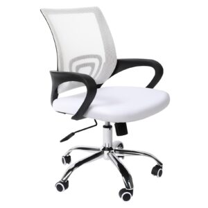 yssoa task office chair ergonomic mesh computer chair with wheels and arms and lumbar support adjustable height study chair for students teens men women for dorm home office,white